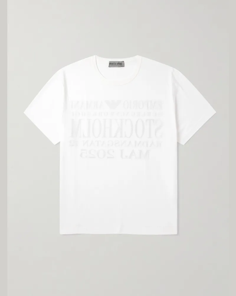 Our Legacy Emporio Armani T-Shirt aus Baumwoll-Jersey mit Logoprint Weiß