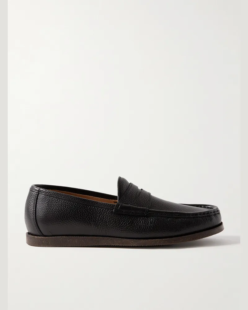 YUKETEN Pennyloafers aus vollnarbigem Leder Schwarz