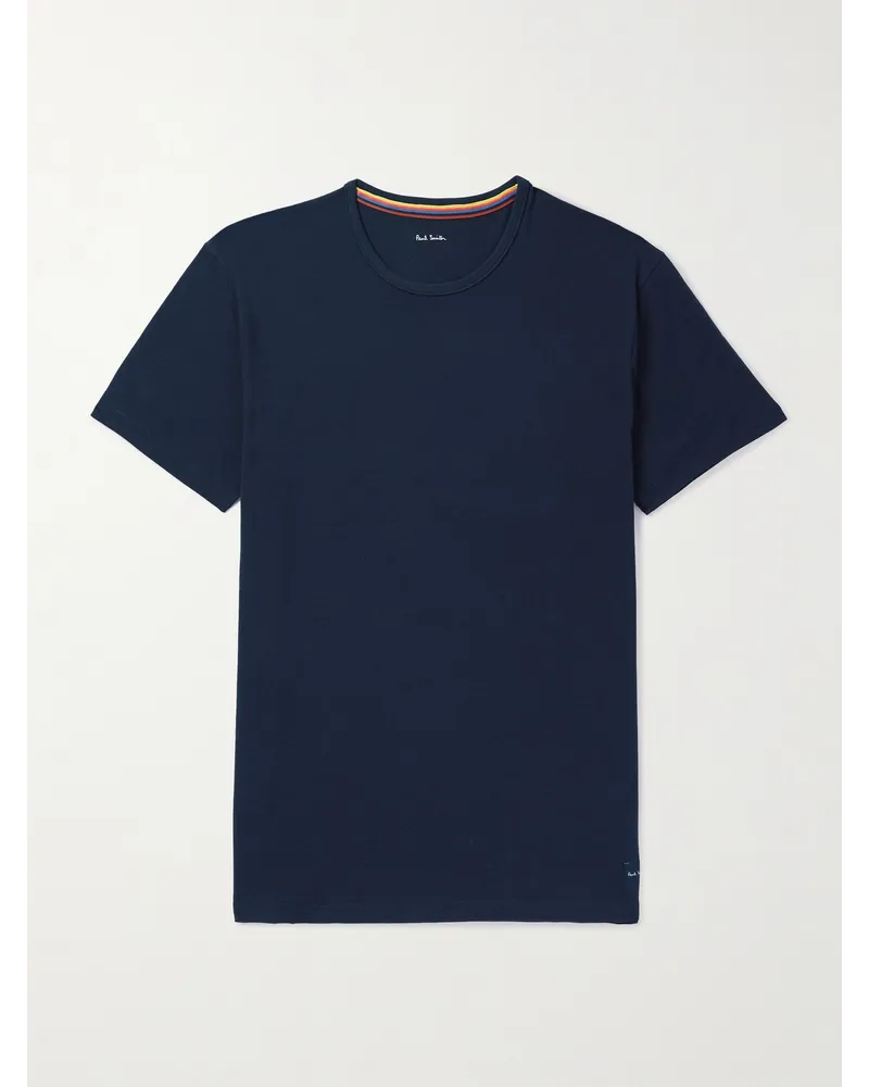 Paul Smith Schmal geschnittenes T-Shirt aus Baumwoll-Jersey mit Logoapplikation Blau