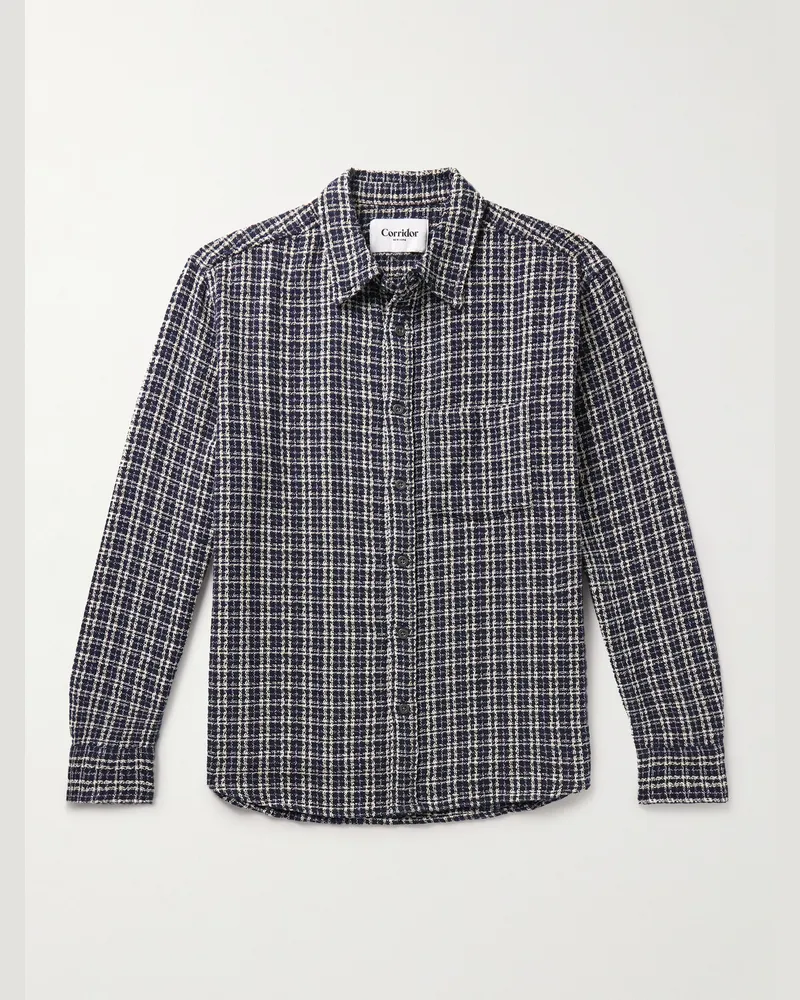 Corridor Hemd aus kariertem Baumwoll-Tweed Blau