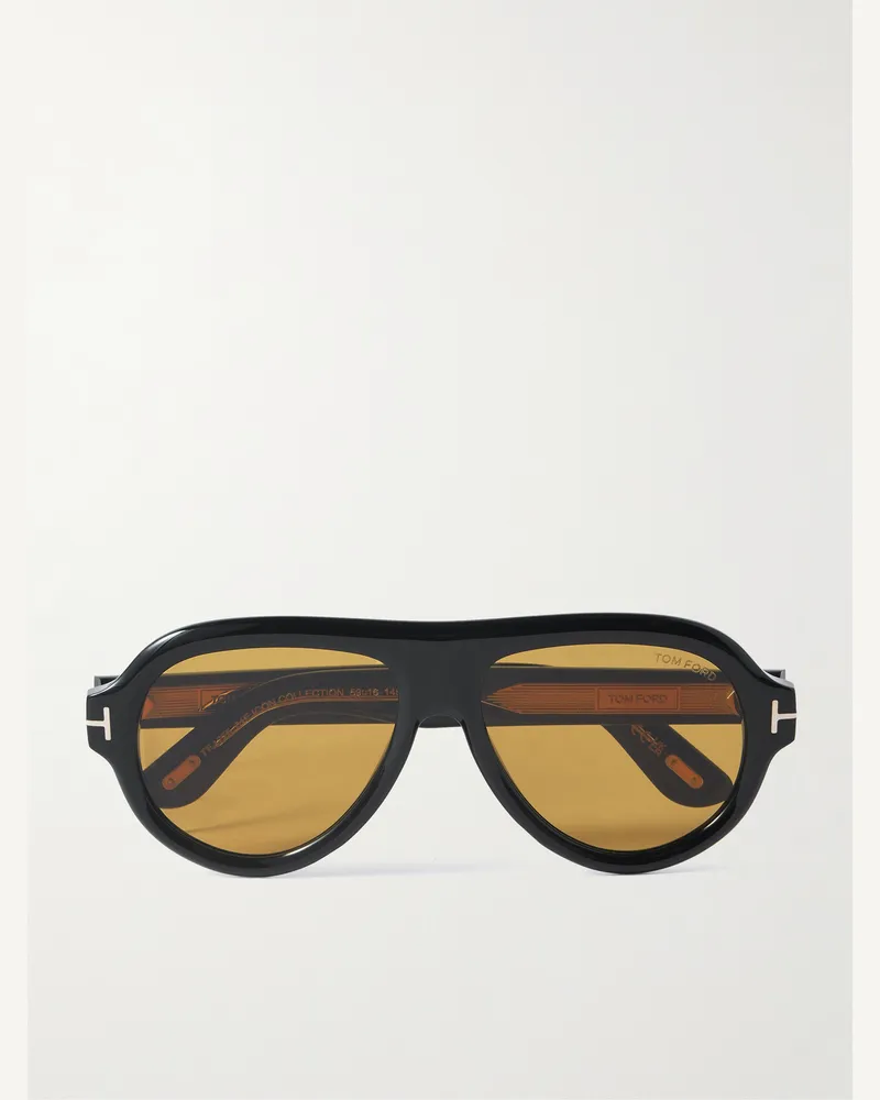 Tom Ford Icon Pilot Aviator-Style Tortoiseshell Acetate Sunglasses Black