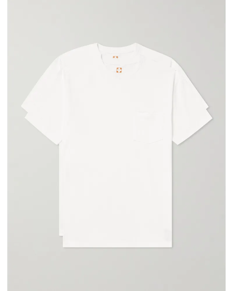 Beams Plus Set aus zwei T-Shirts aus Baumwoll-Jersey Weiß