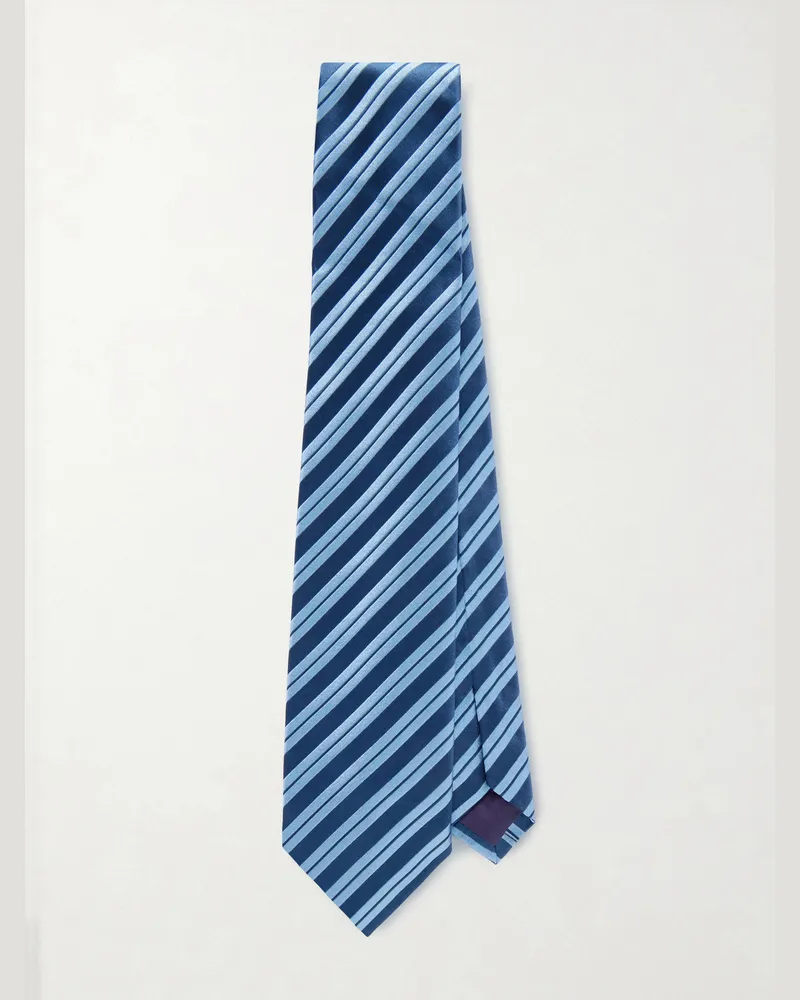 Charvet Silk Striped Tie Blue