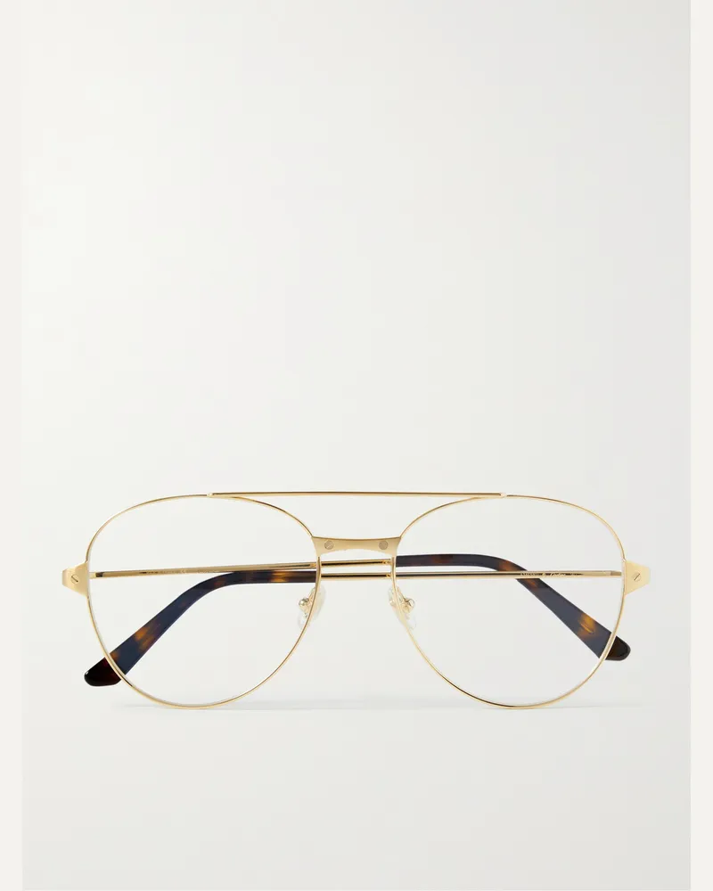 Cartier Aviator-Style Gold-Tone Optical Glasses Gold
