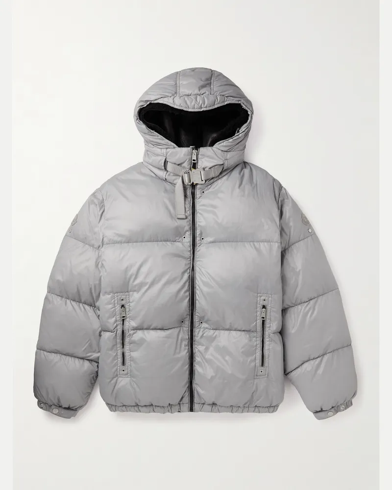 Moncler 6 Moncler 1017 ALYX 9SM  Quilted Shell Hooded Down Jacket with Detachable Liner Gray