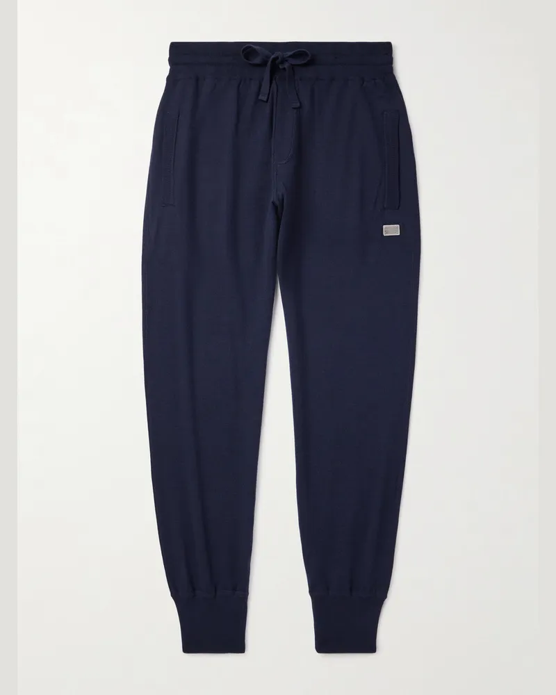 Dolce & Gabbana Jogginghose aus Wolle mit Logoapplikation Blau
