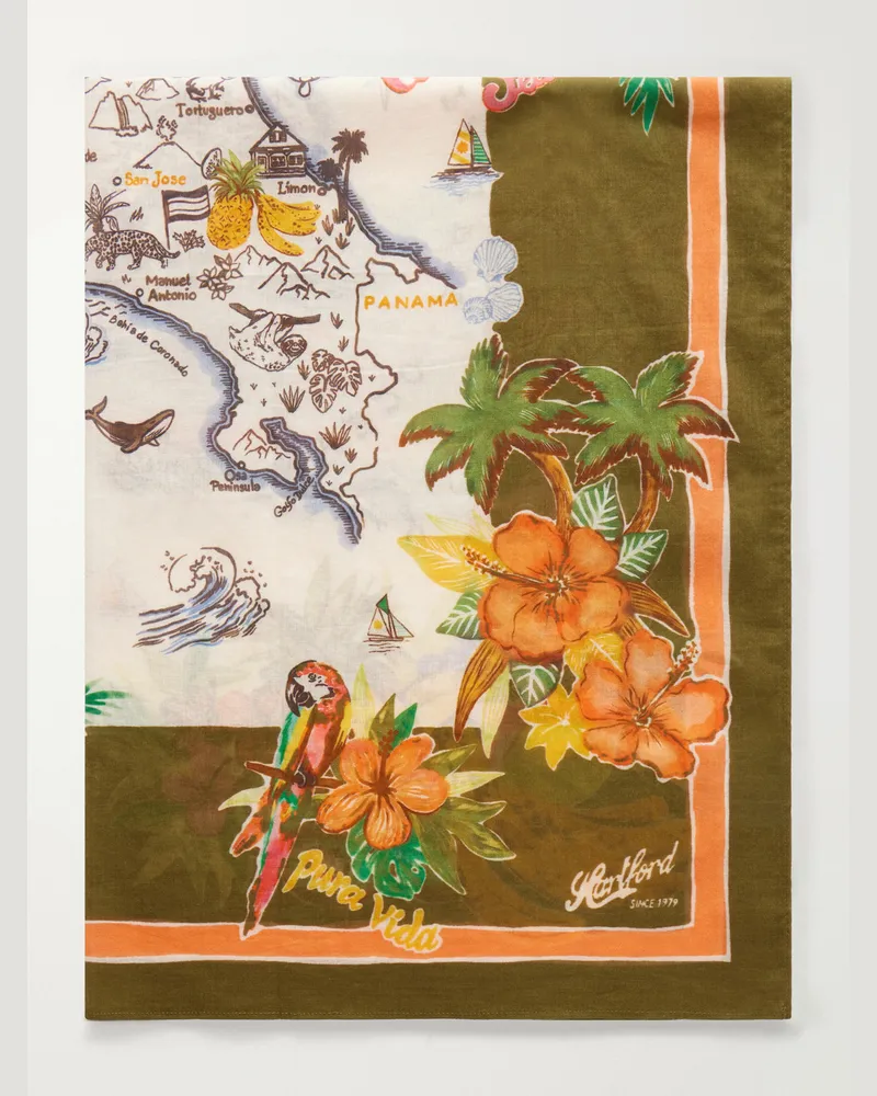 Hartford Bandana-Print Cotton-Voile Scarf Green