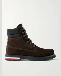 Moncler Vancouver Wanderschuhe aus Veloursleder mit Shell-Besatz Braun