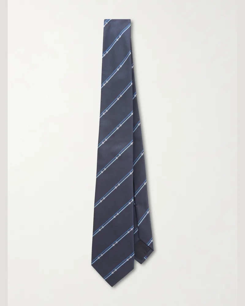 Gucci 7cm Striped Silk-Twill Neck Tie Blue