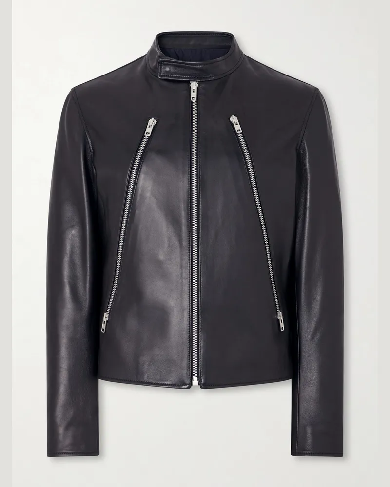 Maison Margiela Zip-Detailed Leather Biker Jacket Black