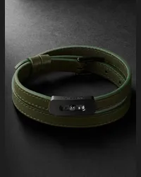 Messika My Move Armband aus Leder und Titan mit DLC-Beschichtung und Diamant Grün