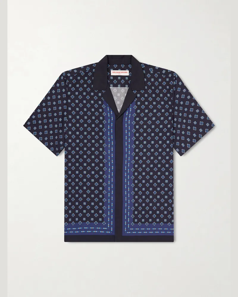 Orlebar Brown Maitan Camp-Collar Printed Lyocell Shirt Blue