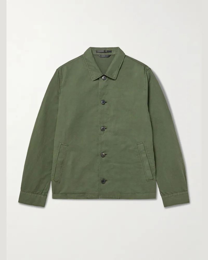Sunspel Cotton and Linen-Blend Jacket Green