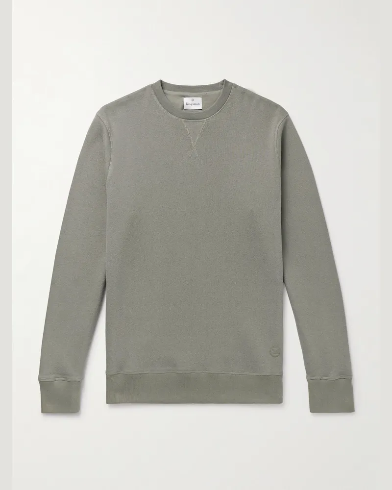 Kingsman Sweatshirt aus Jersey aus einer Baumwoll-Kaschmirmischung mit Logostickerei Grün