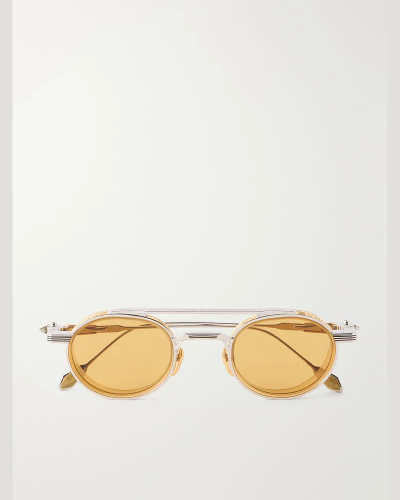 Jacques Marie Mage Livingston Round-Frame Gold-Plated Metal Sunglasses Silver