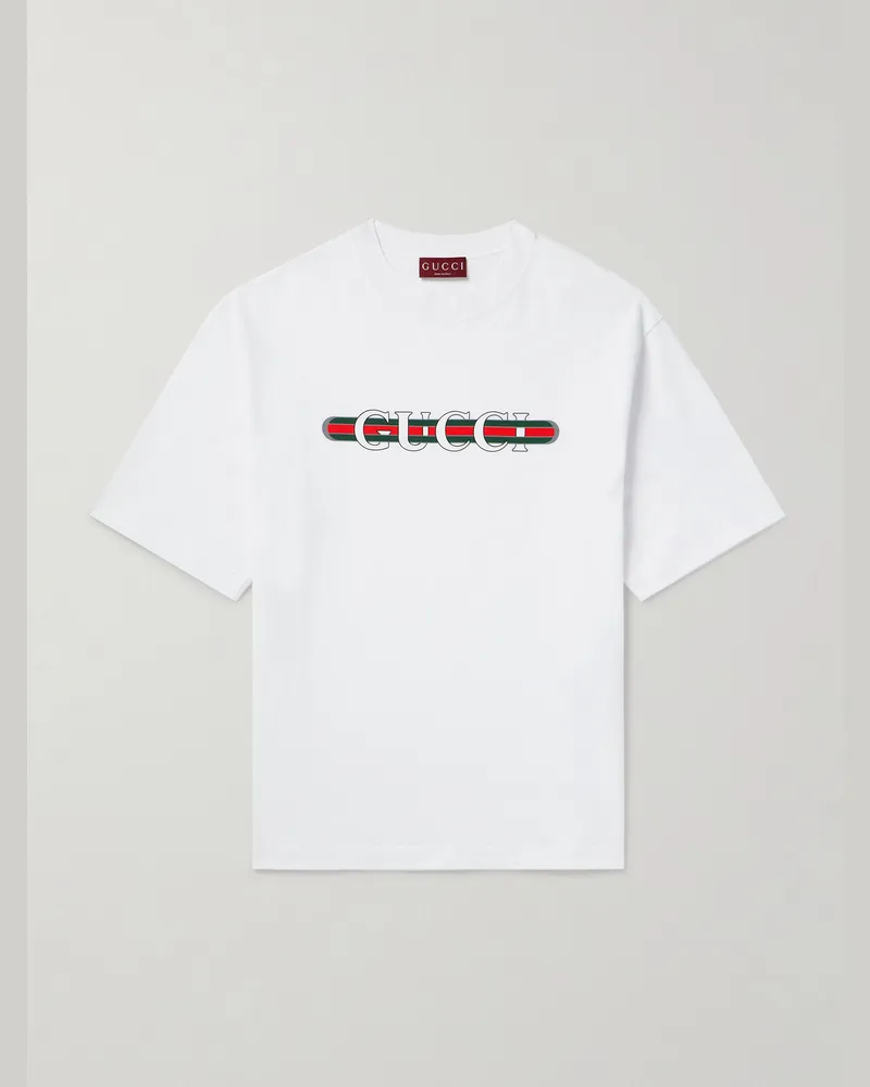Gucci Logo-Print Cotton-Jersey T-Shirt White