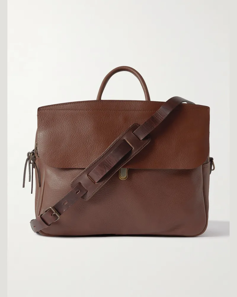 Bleu de Chauffe Zeppo Duo Full-Grain Leather Briefcase Brown