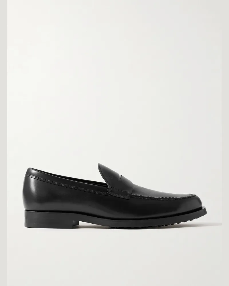 TOD'S Glossed-Leather Penny Loafers Black