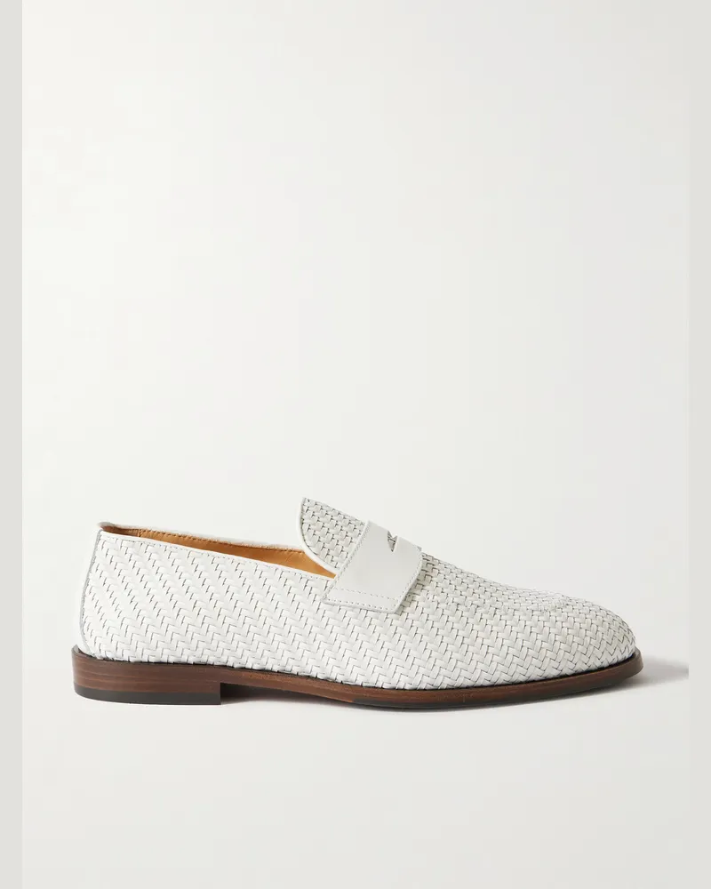 Brunello Cucinelli Pennyloafers aus geflochtenem Leder Neutral