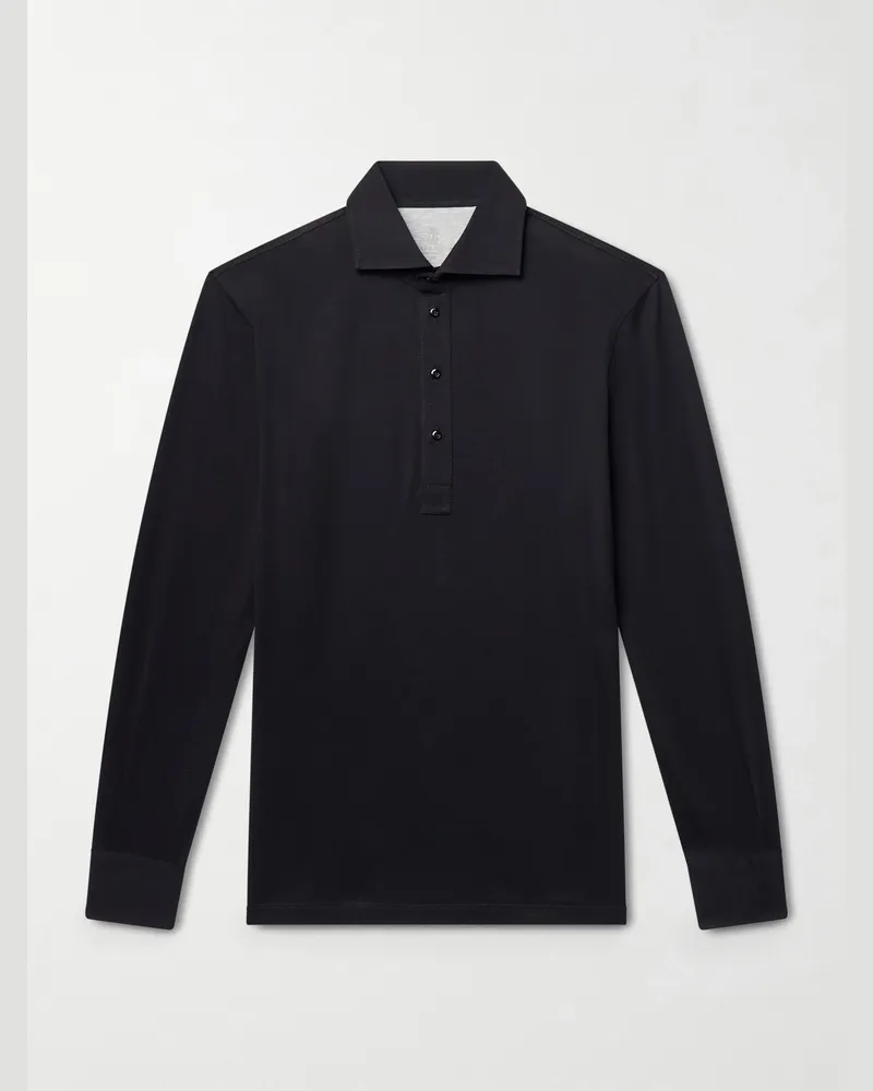 Brunello Cucinelli Cotton Polo Shirt Black