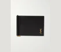 Logo-Appliquéd Leather Billfold Wallet with Money Clip