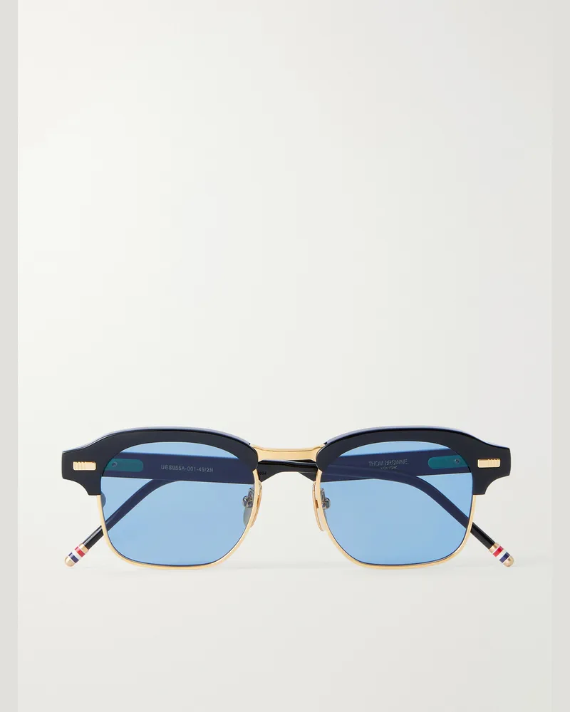 Thom Browne D-Frame Acetate and Gold-Plated Titanium Sunglasses Black
