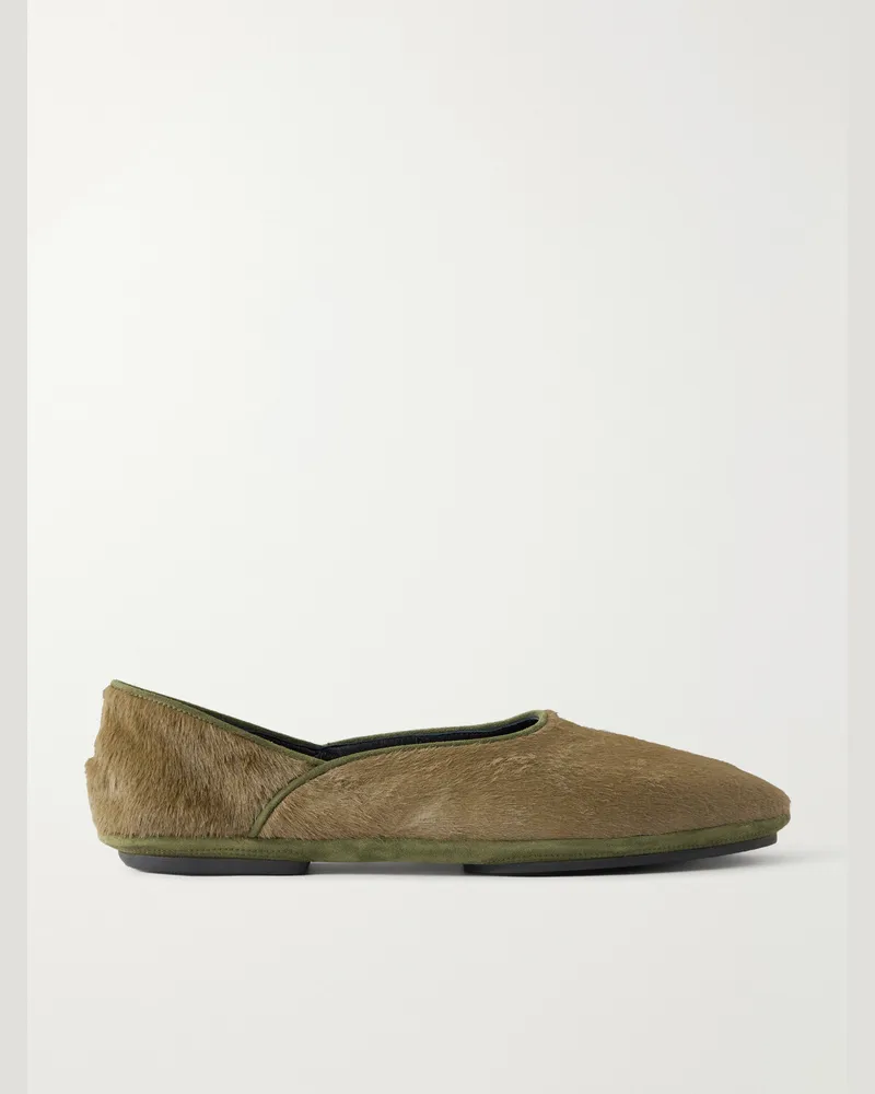 Anderson & Sheppard George Cortina Calf Hair Slipper Green