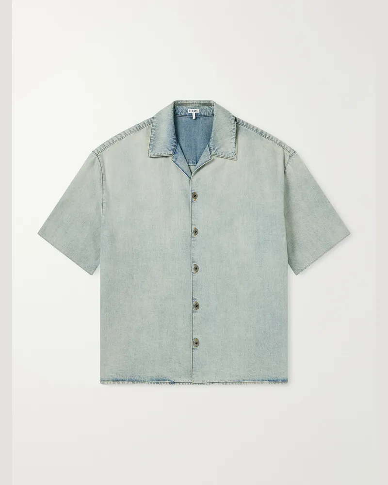 Loewe Camp-Collar Denim Shirt Blue