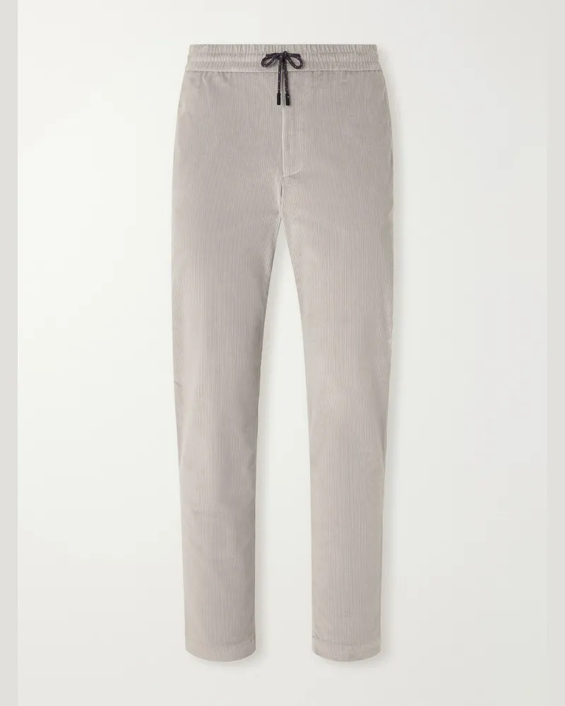 SEASE Mindset Slim-Fit Cotton-Blend Corduroy Drawstring Trousers Gray