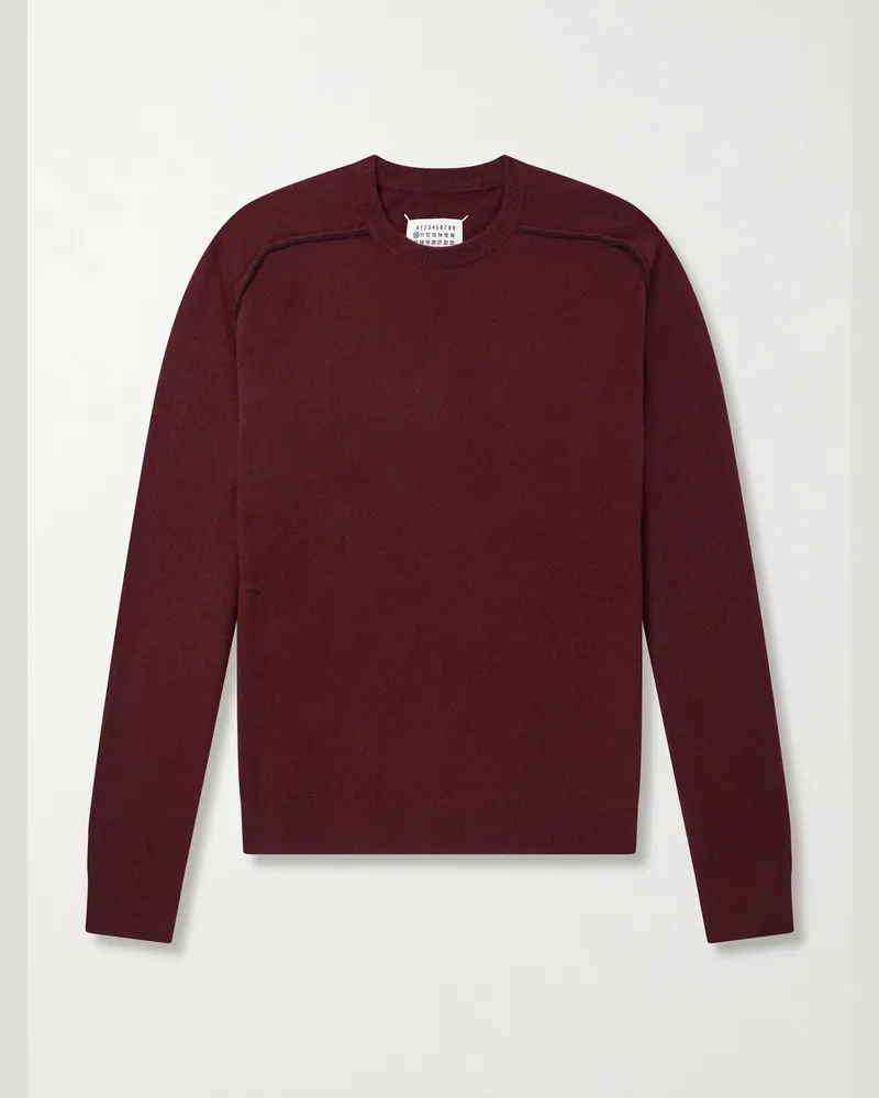 Maison Margiela Knitted Wool Sweater Burgundy