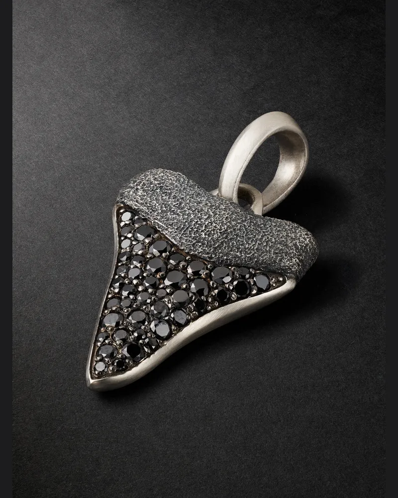David Yurman Shark Tooth Silver Diamond Pendant Silver