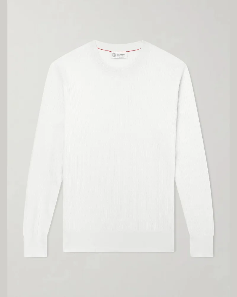 Brunello Cucinelli Knitted Cotton Sweater White