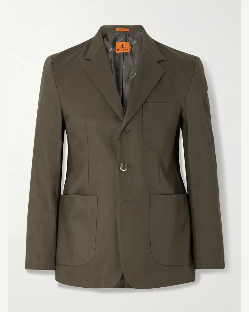 BARENA Cotton-Twill Suit Jacket Green