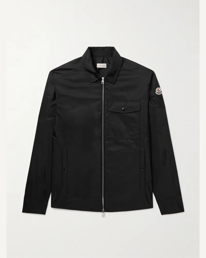 Moncler Hemdjacke aus Nylon mit Logoapplikation Schwarz