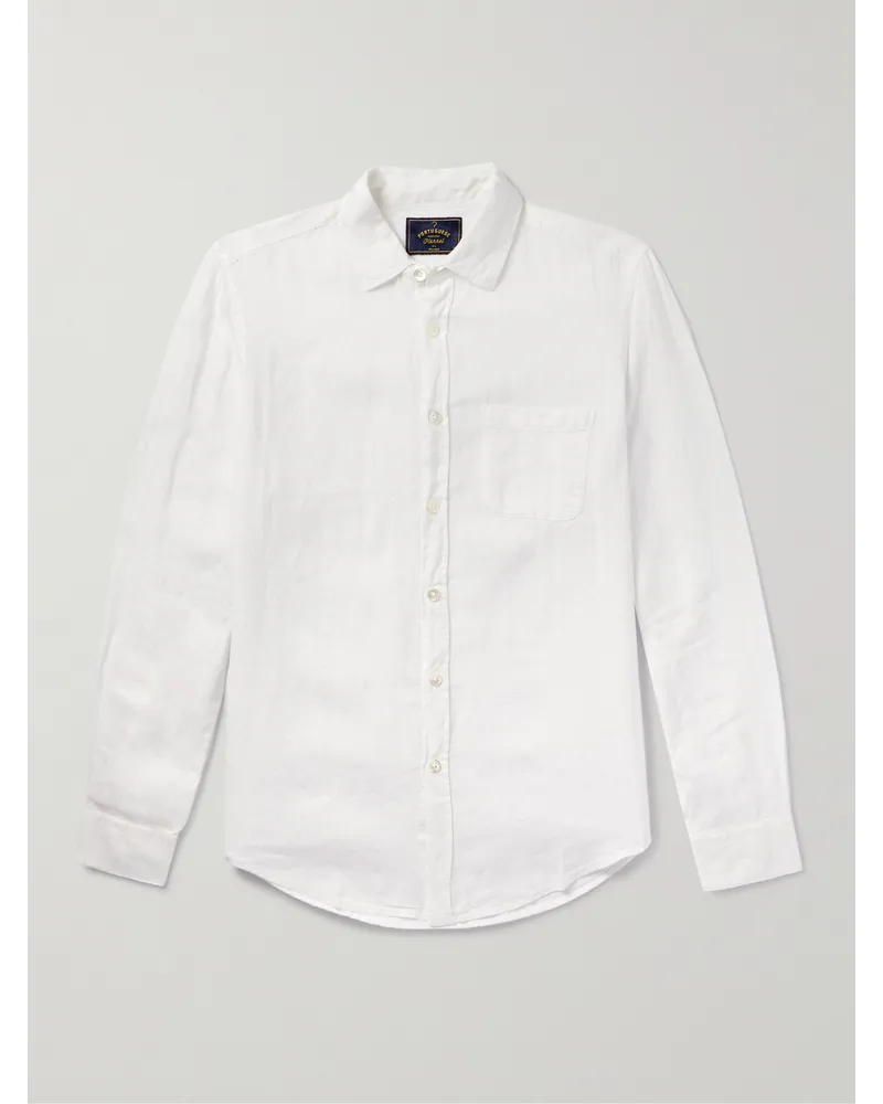 Portuguese Flannel Hemd aus Leinen Weiß