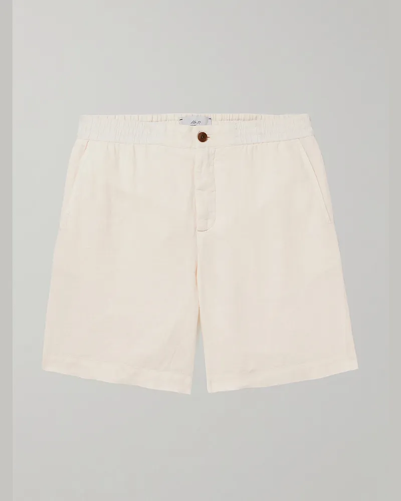 MR P. Straight-Leg Linen Shorts Neutrals