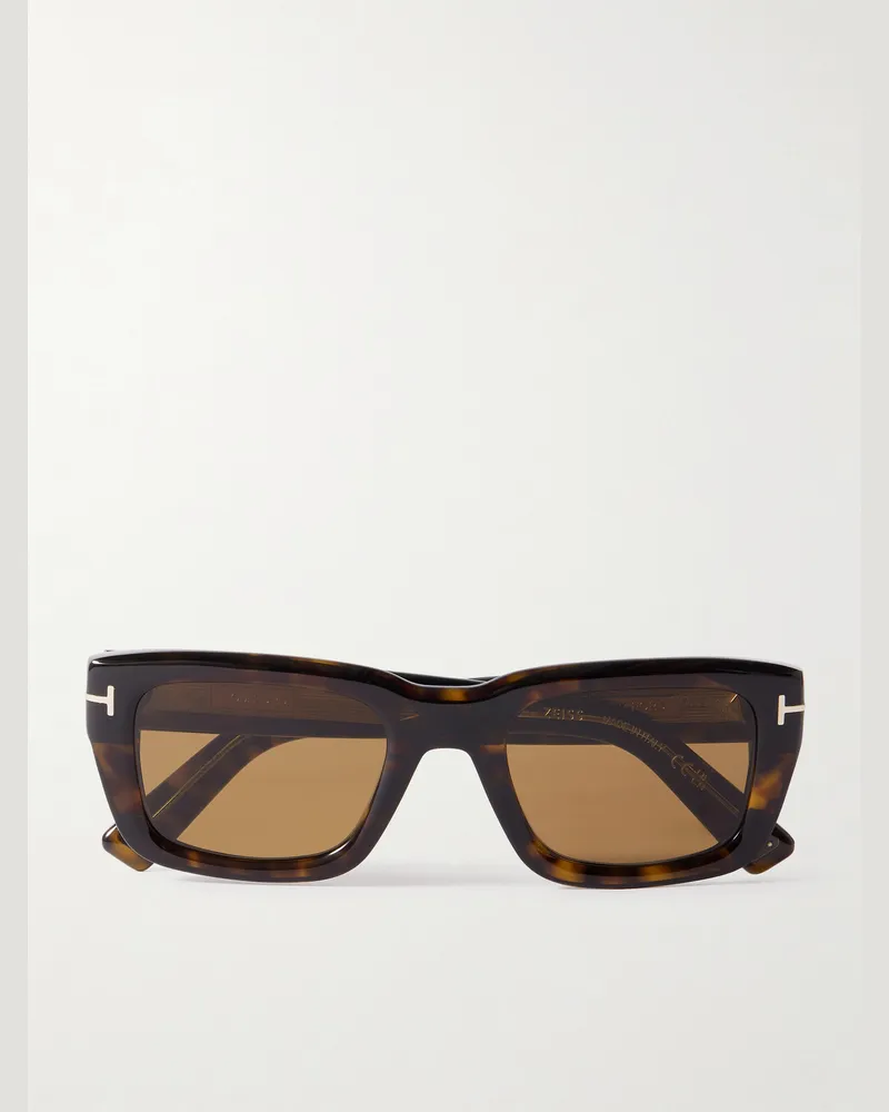 Tom Ford Icon Rectangular-Frame Tortoiseshell Acetate Sunglasses Tortoiseshell