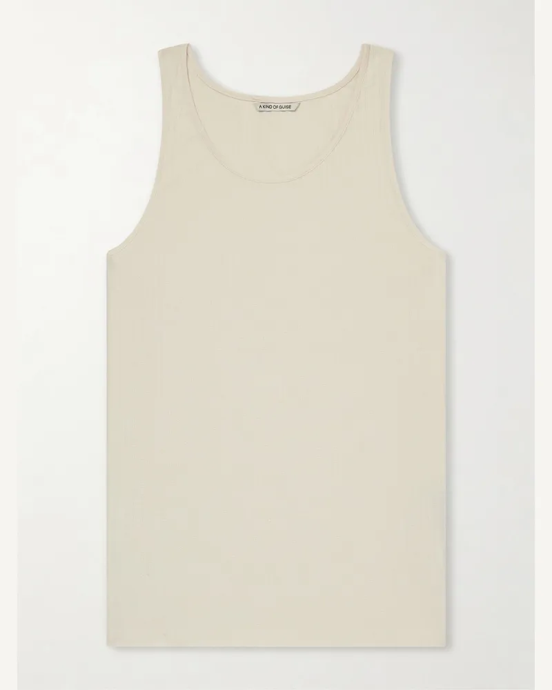 A Kind Of Guise Tomaso Tanktop aus geripptem Stretch-Baumwoll-Jersey Neutral