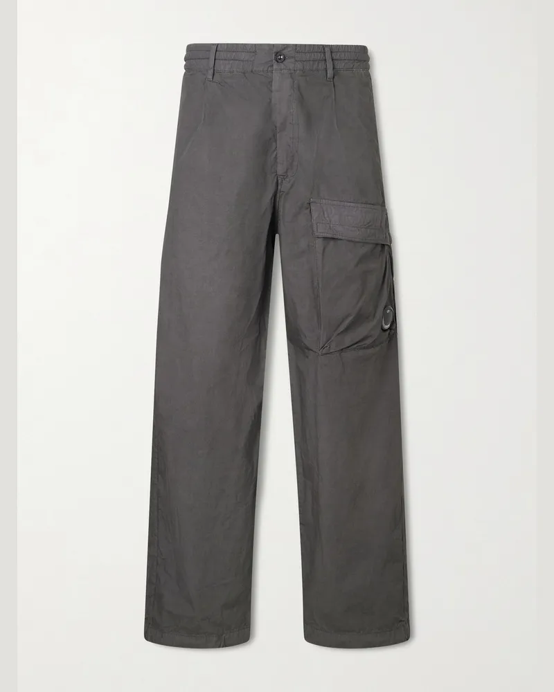 C.P. Company Gerade geschnittene Cargohose aus „Reps“-Baumwolle mit Logoapplikation Grau