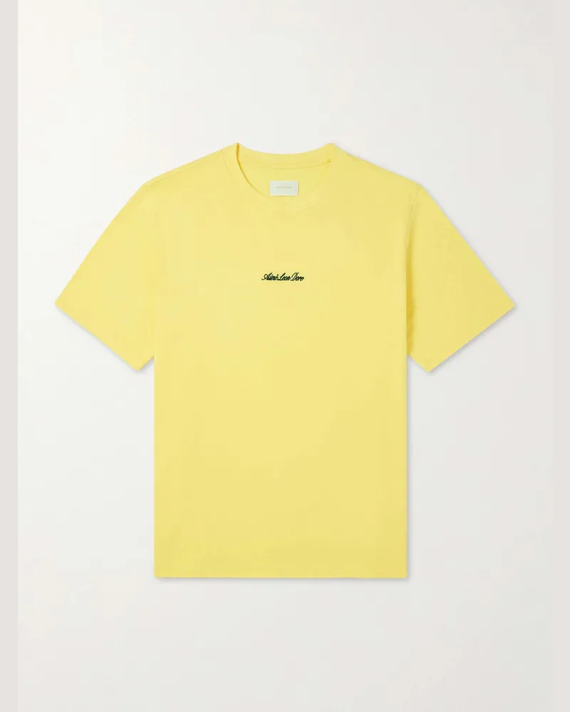Aimé Leon Dore Logo-Embroidered Cotton-Jersey T-Shirt Yellow
