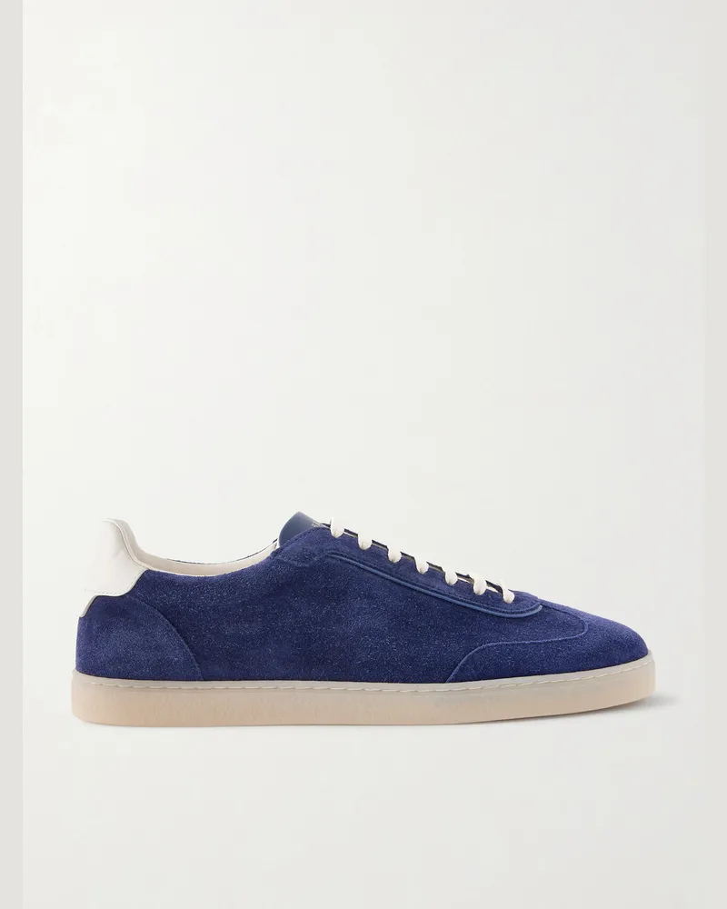 Brunello Cucinelli Coda di Rondine Suede Sneakers Blue