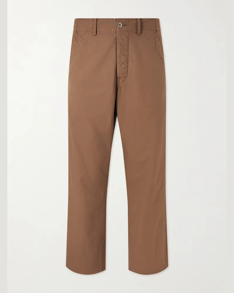 Visvim Gesso Straight-Leg Cotton-Twill Trousers Brown