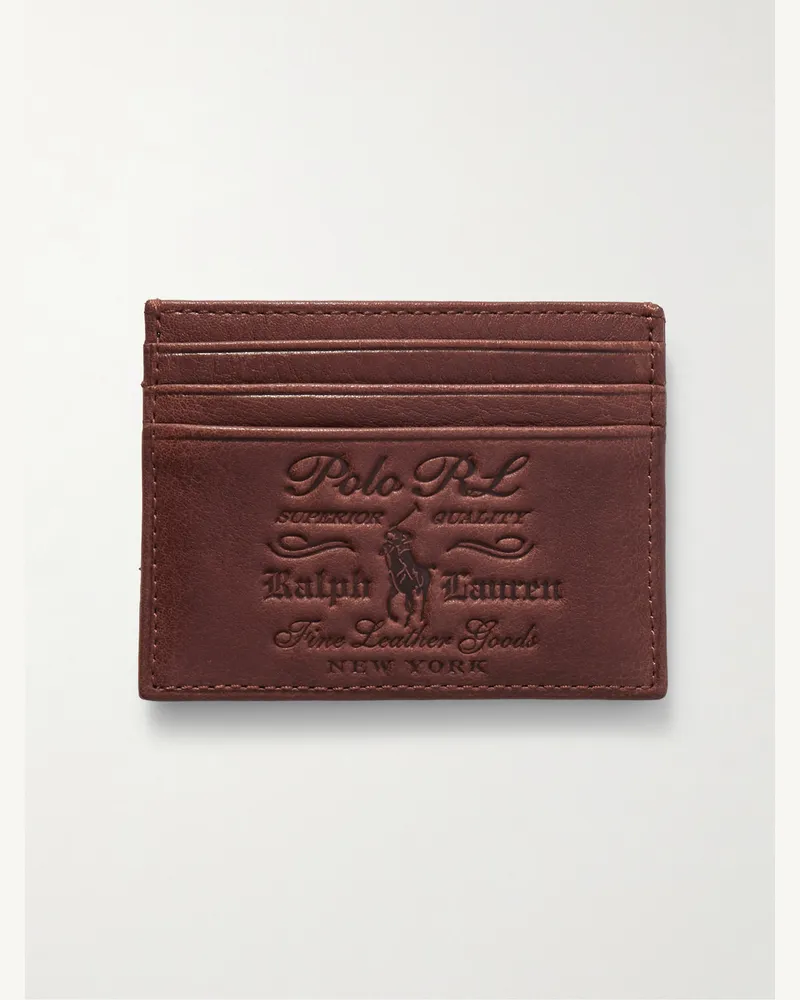 Ralph Lauren Heritage Kartenetui aus vollnarbigem Leder mit Logoprägung Braun