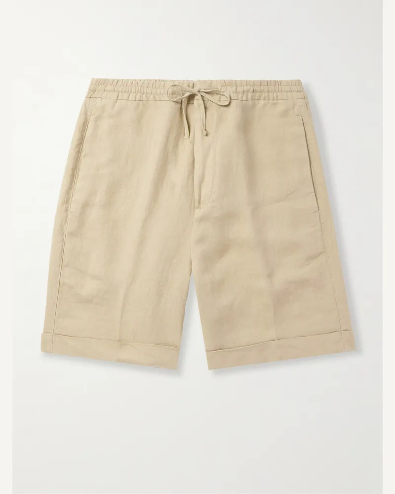 Canali Gerade geschnittene Shorts aus Leinen mit Kordelzugbund Neutral