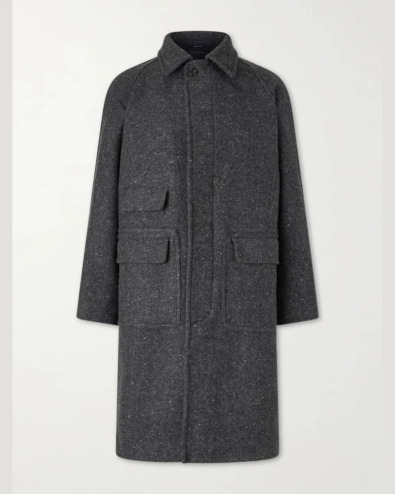 Drake's Flecked Virgin Wool Coat Gray