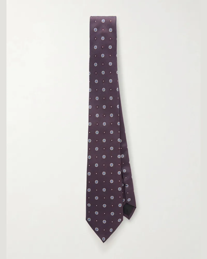 Saint Laurent 7cm Silk-Jacquard Tie Purple