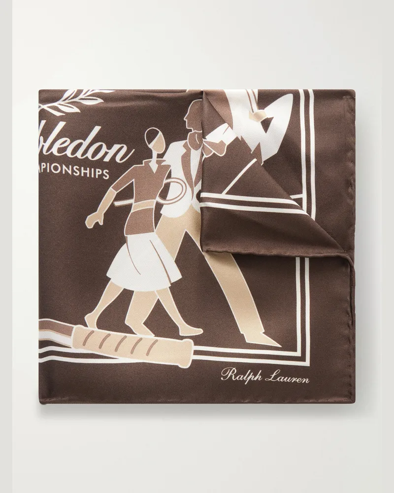 Ralph Lauren Wimbledon Printed Silk-Twill Pocket Square Brown