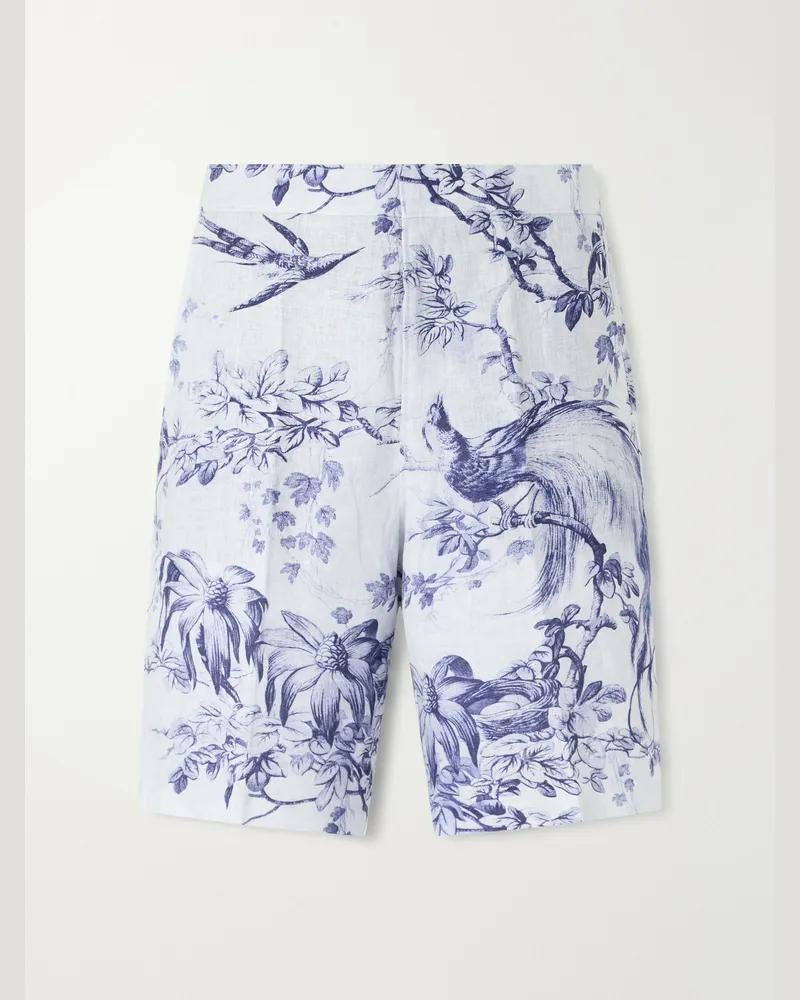 Orlebar Brown Laurent Straight-Leg Linen Shorts Blue