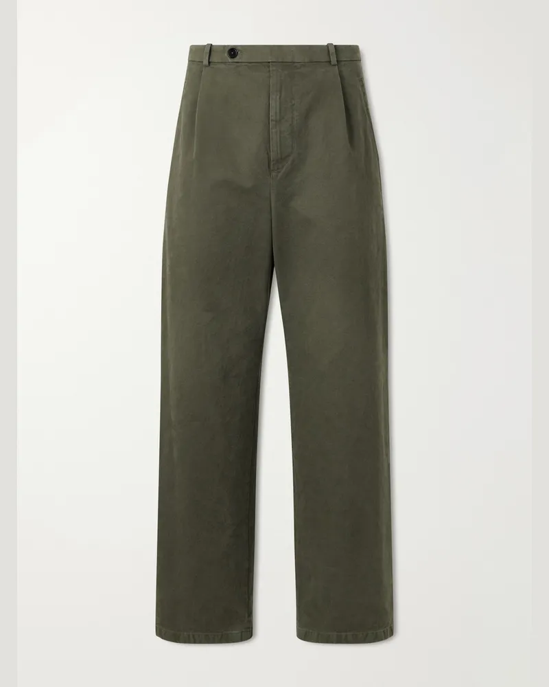 Jil Sander Straight-Leg Cotton-Drill Trousers Green