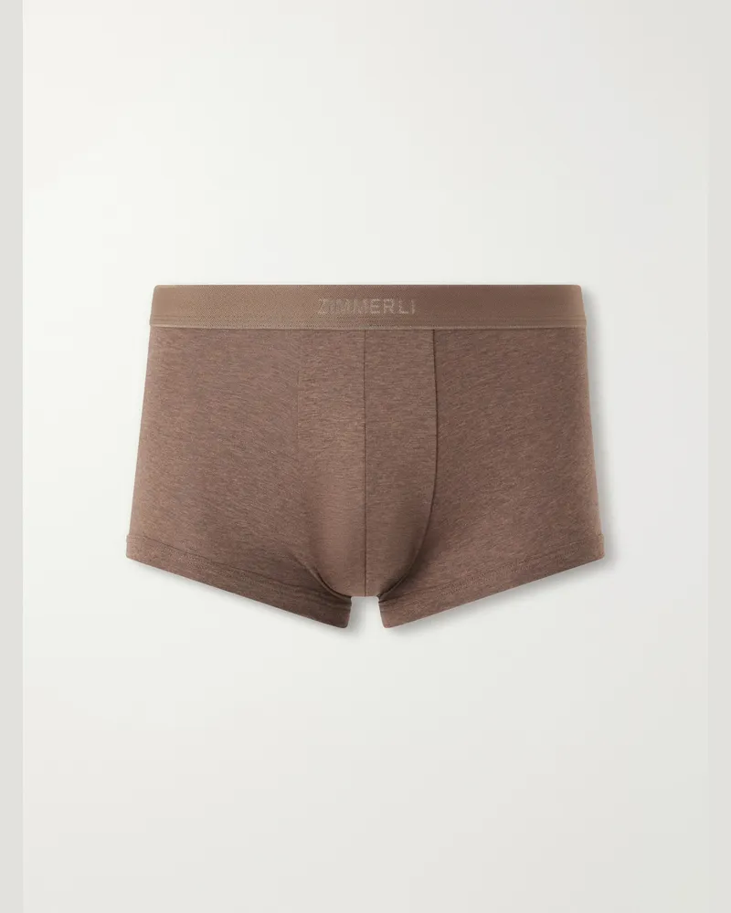 Zimmerli Sea Island Cotton Boxer Briefs Brown